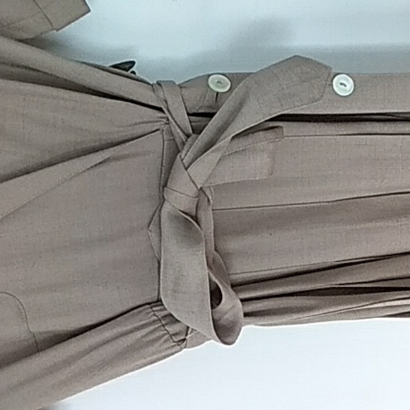 Vintage taupe faux-wrap Barry Bricken dress (see measurements & notes) - Picture 4 of 4